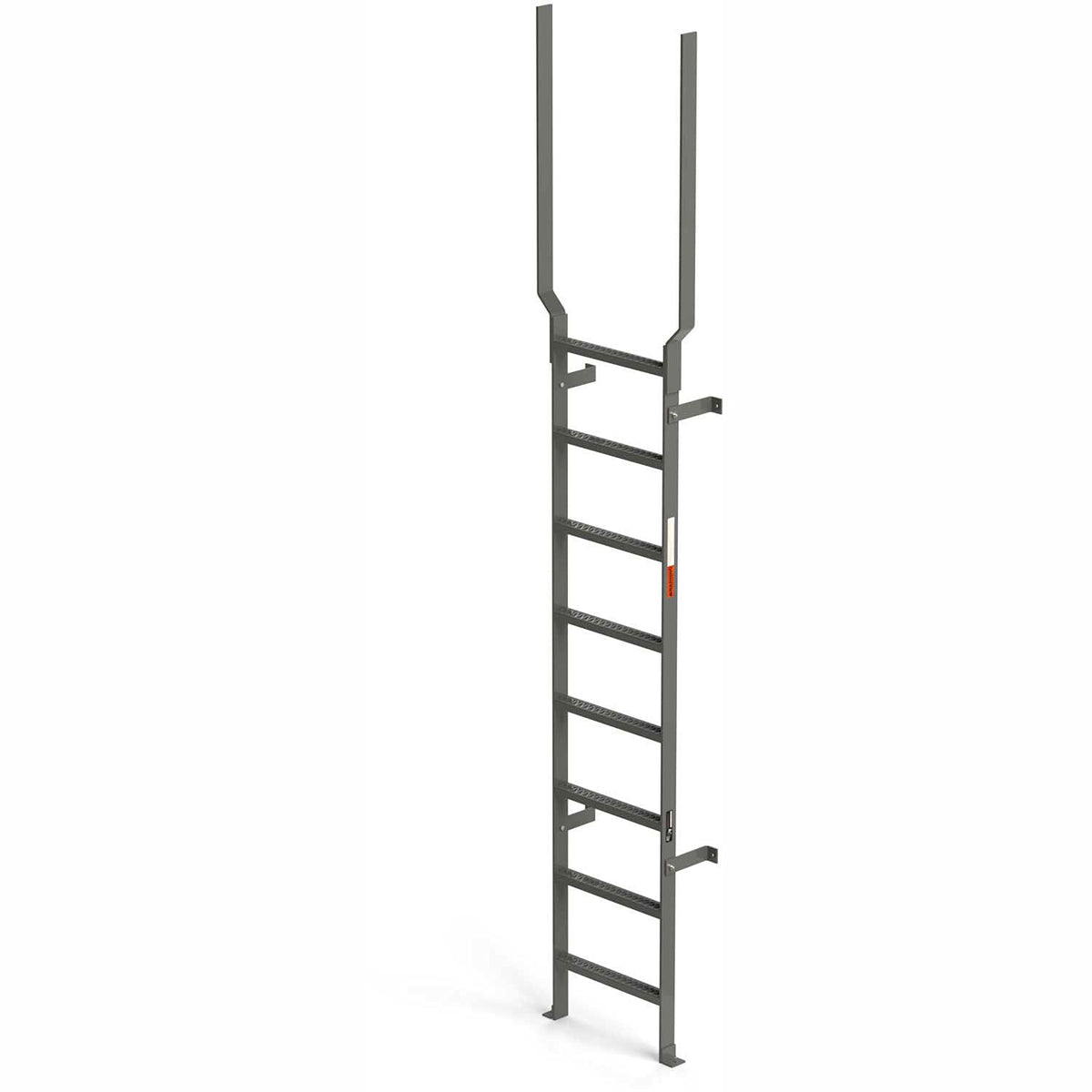 EGA VMS8EX Steel Vertical Wall Mount Ladder W/Rail Extensions by EGA Products – 8.25"L x 21.75"W x 16"H, Alloy Steel, Gray, Model MVMS8EX