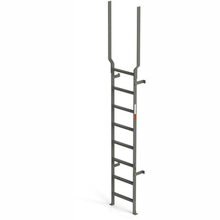 EGA VMS8EX Steel Vertical Wall Mount Ladder W/Rail Extensions by EGA Products – 8.25"L x 21.75"W x 16"H, Alloy Steel, Gray, Model MVMS8EX