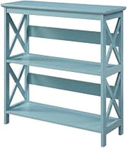 Furnifact Sea Foam Blue 3 Tier Bookcase with Non Lead Base Paint, Stylish for Living Room or Office, Space-Saving Storage, Modern Design
