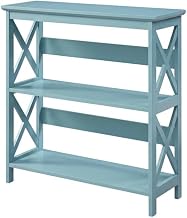 Furnifact Sea Foam Blue 3 Tier Bookcase with Non Lead Base Paint, Stylish for Living Room or Office, Space-Saving Storage, Modern Design