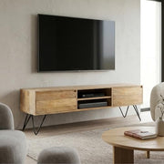 SIMPLIHOME Refined Natural / 68 inch / Rectangle Television Stands & Entertainment Centers