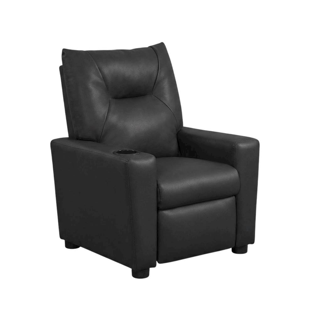 Kids Recliners Black PVC Fabric Perline 23W by Furnifact – PVC Fabric, Wood, Foam, Black