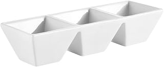 CAC China CompartmentTrays CN-3T9 4 oz Porcelain 3 Compartment Rectangular Tray Super White 9.625x3.625 inch, Set of 24