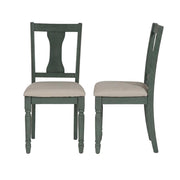 Blue Willow Side Chair Set of 2 with Comfortable Upholstered Seat by Furnifact – Rubberwood,Plywood, Blue, Pack of 2
