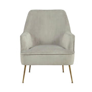 Velour-Upholstered Accent Chair with Solid Rubberwood Frame by Starlight Canyon Home – Velour Fabric with Rubberwood Solid Frame, Grey