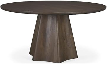 Mercana Furniture and Decor Jovani 60" Solid Dark Brown Wood Round Dining Table