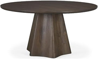 Mercana Furniture and Decor Jovani 60" Solid Dark Brown Wood Round Dining Table