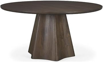 Mercana Furniture and Decor Jovani 60" Solid Dark Brown Wood Round Dining Table