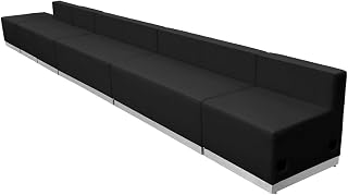 Flash Furniture Hercules LeatherSoft Reception Set, Black, 6-Piece Set | Durable Construction, Commercial Use