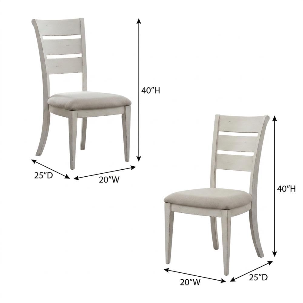 Solid Wood Ladder-Back Side Chairs Set of by Starlight Canyon Home – Poplar Solids, Paint Grade and amp, Spruce Veneers, White, Pack of 2