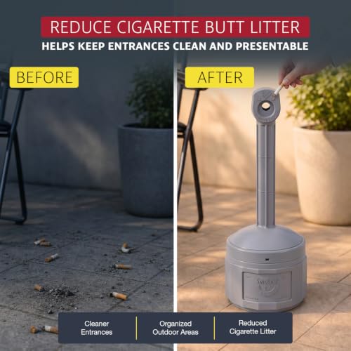 Justrite Grey / 4 Gallon / Cease-Fire Smoking Receptacles