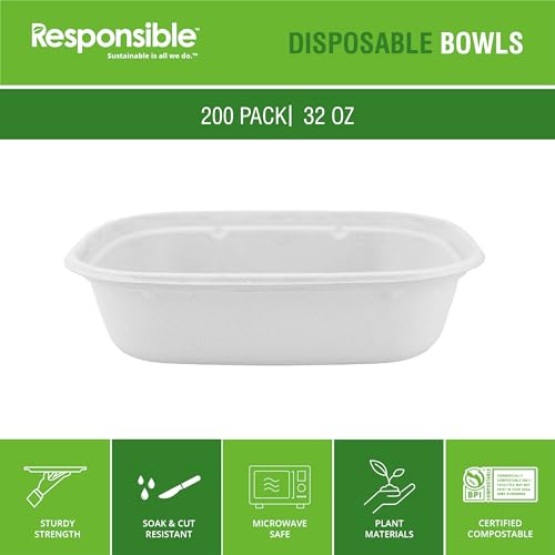 Responsible Products 32 oz (200 Count) / Classic White / Casual Bowls