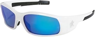 MCR Safety Glasses SR128B Swagger SR1 Blue Diamond Lens with UV Protection and Scratch Resistant Coating, White, 1 Pair