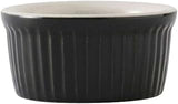 Tuxton B4X-0252 Vitrified China Ramekin, Fluted, 2-1/2 oz, 3", Black/Eggshell (Pack of 48),