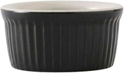 Tuxton B4X-0252 Vitrified China Ramekin, Fluted, 2-1/2 oz, 3", Black/Eggshell (Pack of 48),