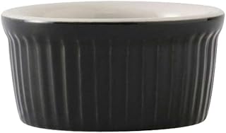 Tuxton B4X-0252 Vitrified China Ramekin, Fluted, 2-1/2 oz, 3", Black/Eggshell (Pack of 48),