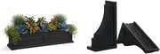 Mayne Fairfield 4ft Window Box - Black - Durable Self Watering Resin Planter with Wall Mount Brackets (5823-B) & Inc Fairfield Decorative Brackets, 2-Pack, Plastic, Black, Standard (5856-B)