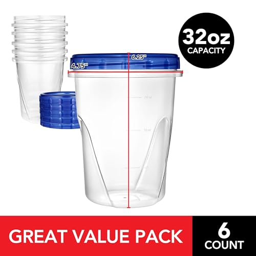Stock Your Home 32 oz / Blue / 6 Pack Container Sets