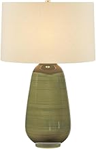 Hudson Valley Lighting Piermont 1-Light Table Lamp | Essential Style | Aged Brass Finish | Made of Ceramic & Textile | 27" Overall Height | Ceramic Dark Forrest Accent | L4231-AGB/CDF