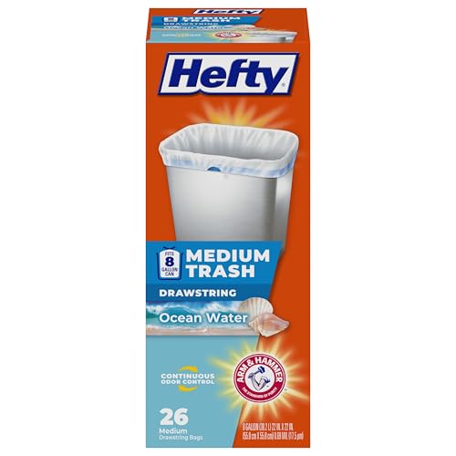 Hefty Ocean Scent / 26 Count (Pack of 12) / Ocean Water Trash Bags