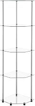 Furnifact Gray 5 Tier Corner Tower, Tempered Glass Shelving, Rust-Resistant Stainless Steel Frame, Easy Tool-Free Assembly, Modern Display
