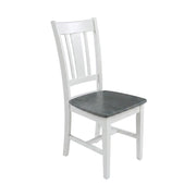 Solid Wood Dining Chair with Splatback Design by Furnifact – Wood, White and Heather Gray