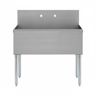 Glownary Commercial Utility Sink – Stainless Steel Type 304, 36x24x13 Inch, 16 Gauge, Single Compartment with Backsplash, Galvanized Steel Legs