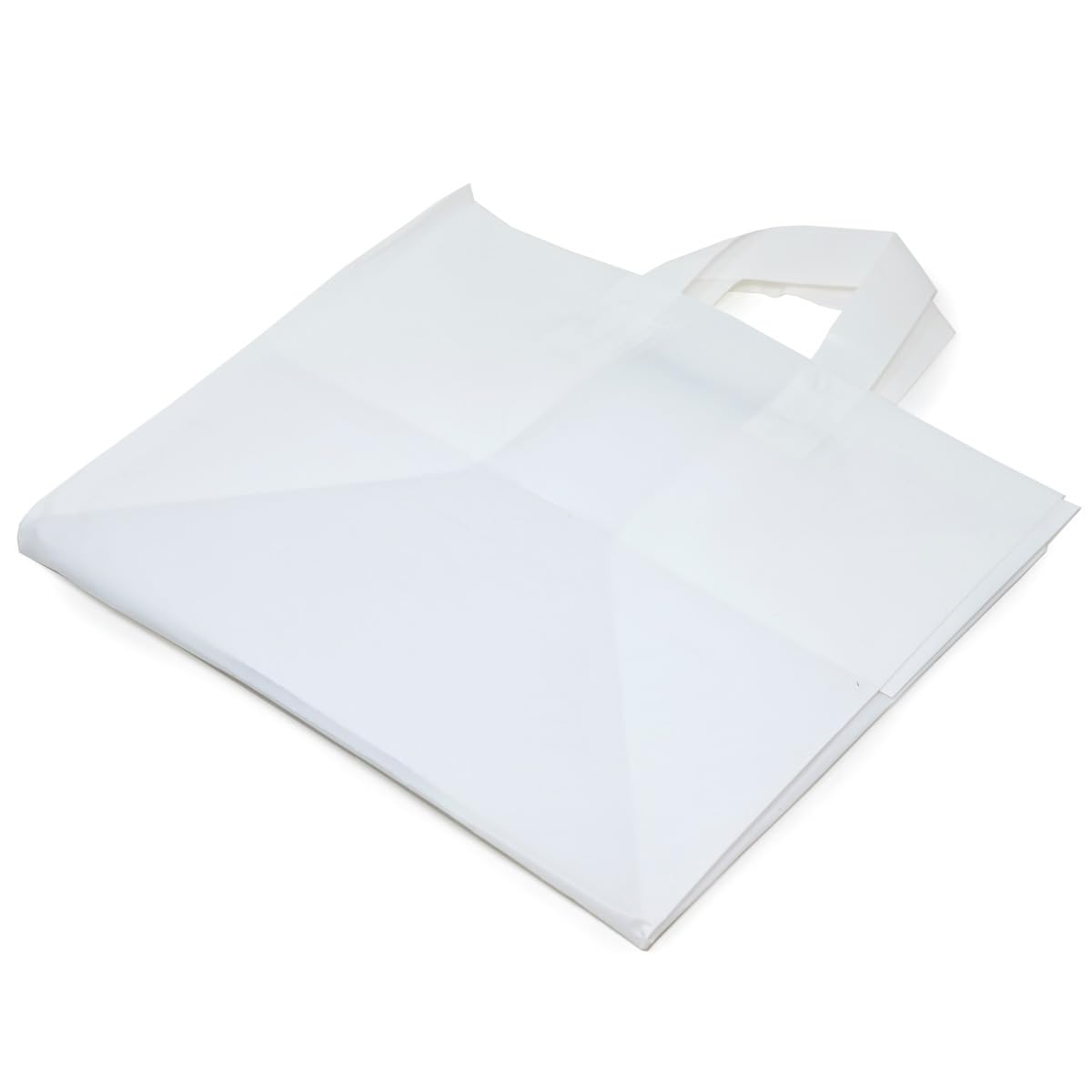 Half Tray Bag with Soft Loop Handle by Glopack – 12" x 14" x 11.5", Cardboard, White, Pack of 200, Model SLNLWTTD