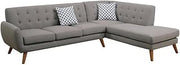 2-Piece Fabric Sectional Sofa Set, Gray Color, L-Shape Design with Chaise, Solid and Manufactured Wood Frame, Linen-Like Upholstery, Wooden Legs, 111 in W x 80 in D, Residential Living