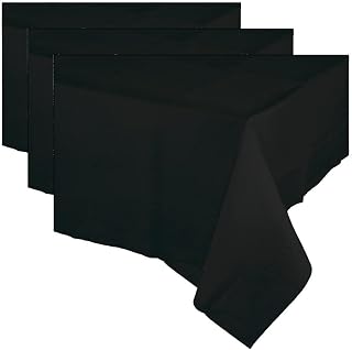 Creative Converting Party Supplies Banquet Table Cover, 54" x 108", Black Velvet (Pack of 3)