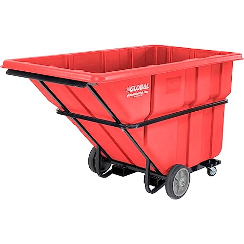1.5 Cu. Yd. Forkliftable Extra HD Plastic Tilt Truck by Global Industrial – Polyethylene (PE), Red, Model 800260RD