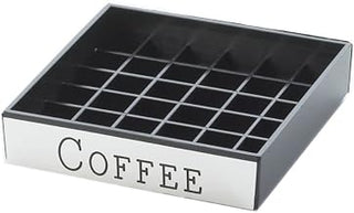 Engraved Coffee Drip Tray – 4W x 4D x 1H – Black Plastic, Silver Metal