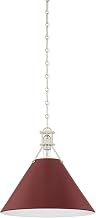 Hudson Valley Lighting MDS352-PN/CRN Painted No. 2-1 Light Pendant - 14.75 Inches Tall and 16 Inches Wide - Polished Nickel/Soft Crimson