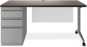 Alera HSD6030CM Double Pedestal Steel Desk, 60 X 30 X 29.5, Mahogany/Charcoal, Charcoal Legs