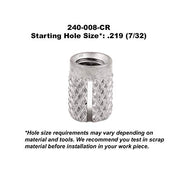 E-Z LOK 8-32 Pack of 10 / One Size / Silver Nut Inserts