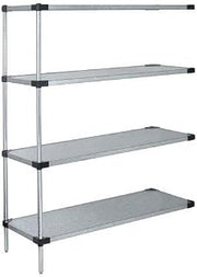 QUANTUM STORAGE SYSTEMS WRSAD4-74-2460SS Solid Shelves Add-On Kit for WRS4-74-2460SS Stainless Steel 4 Shelves 74" H x 60" W x 24" D