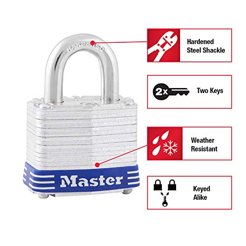 Master Lock Silver / 1 / 2 Pack Keyed Padlocks
