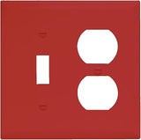 Legrand Pass & Seymour TP18RED Trademaster Mid-Size Unbreakable Nylon Wall Plate, 2 Gang, Combination One Toggle and One Duplex Outlet Cover, Red (1 Count)