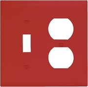 Legrand Pass & Seymour TP18RED Trademaster Mid-Size Unbreakable Nylon Wall Plate, 2 Gang, Combination One Toggle and One Duplex Outlet Cover, Red (1 Count)