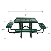 Global Industrial Green / 81D x 81W x 29.5H in / Industrial Picnic Tables