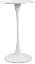 Gage Outdoor Bar Table, Round, All-Steel Frame, Compact Footprint, Seats Two, Water Resistant, White