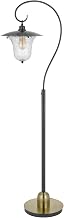 Cal Lighting 60W Walcott downbridge Lantern Metal Floor lamp with bubbled Glass Shade