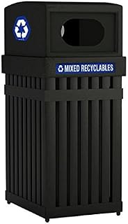 Commercial Zone 727401 Parkview 1 Lid Rectangular Opening with Decal Set, Black