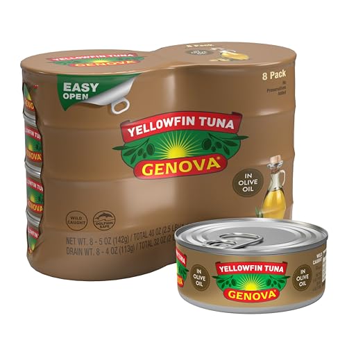 Genova Yellowfin Tuna in Olive Oil / 5 Ounce (Pack of 8) / 1 Tuna Fish
