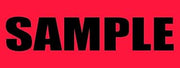 Polar Tech SCL253 Pressure Sensitive Permanent Adhesive Label, "SAMPLE", 4" Length x 1-1/2" Width, Black on Red (Roll of 500)
