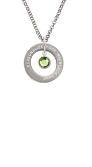 Crystal Lime Green Channel Drop Custom Engraved Affirmation Ring Necklace by Delight Jewelry – Crystal, green, Model 1703-NAF-F1582-C6506-F2409-CUSTOM