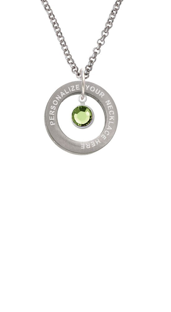 Crystal Lime Green Channel Drop Custom Engraved Affirmation Ring Necklace by Delight Jewelry – Crystal, green, Model 1703-NAF-F1582-C6506-F2409-CUSTOM