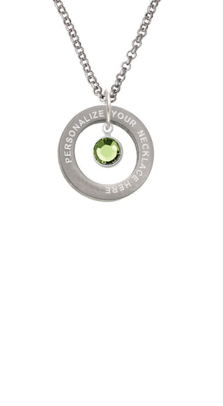 Crystal Lime Green Channel Drop Custom Engraved Affirmation Ring Necklace by Delight Jewelry – Crystal, green, Model 1703-NAF-F1582-C6506-F2409-CUSTOM