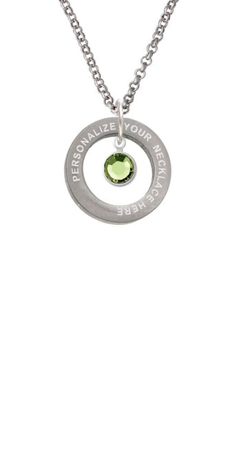 Crystal Lime Green Channel Drop Custom Engraved Affirmation Ring Necklace by Delight Jewelry – Crystal, green, Model 1703-NAF-F1582-C6506-F2409-CUSTOM
