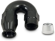Vibrant Power 28808 Fitting, Hose End, Full Flow, PTFE, 180 Degree, Reusable, 8AN Hose, 8AN Female Thread, Aluminum, Black Anodized, use with Vibrant 18000 series PTFE Lined Flex Hose, each